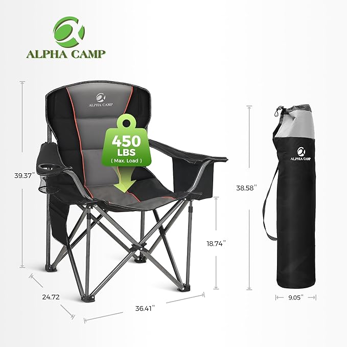 ALPHA CAMP Oversized Camping Chair Heavy Duty Lawn Chair - Image 2