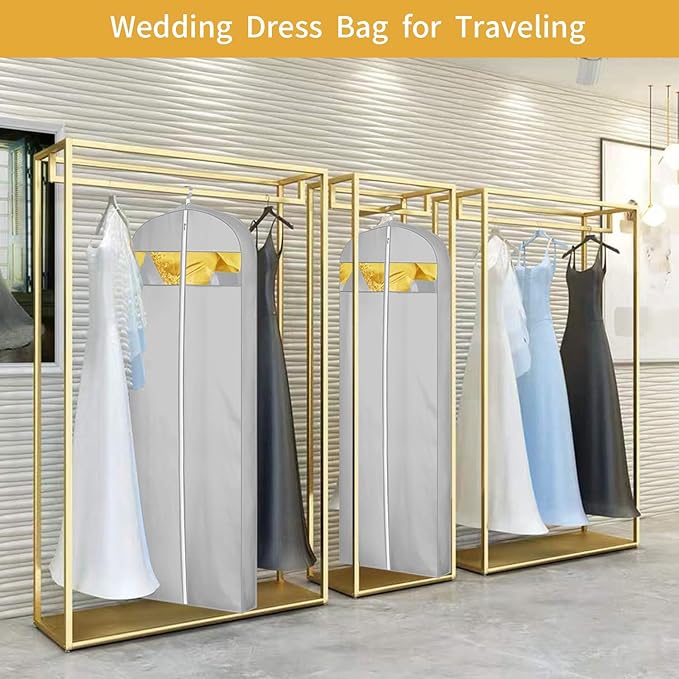 65" Dress Bags for Gowns Long, Dress Garment Bags for Hanging Clothes, Dress - Image 5