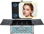 Makeup Case with Magnetic LED Mirror Travel Cosmetic Organizer Portable Makeup by Faquenc