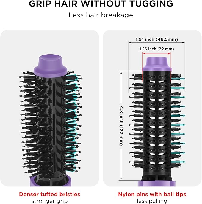 Hot Air Brush, Aima Beauty Salon One-Step Hair Dryer and Volumizer, 4-in-1 Hair Dryer Brush, Hair Styling Tools, Purple-Round