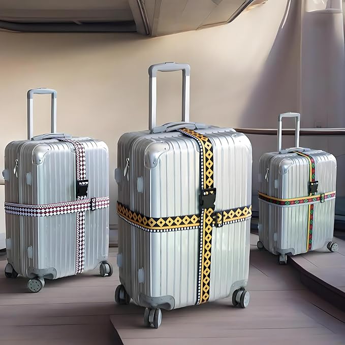 Geometric Arts Luggage Straps for Suitcases, Adjustable Luggage Travel Belt to - Image 6