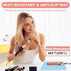 Oversize Silicone Heat Resistant Mat for Curling Irons, Hair Straighteners, Flat Irons and Hot Hair Styling Tools, Portable Wrap Pad Cover for Vanity, Travel, Salon(14.2" x 11.0")