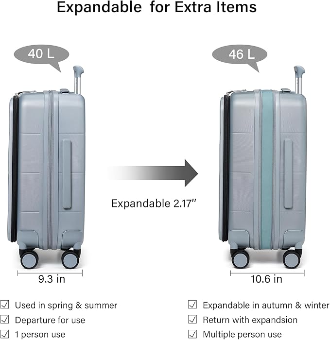 Hanke Hardside Expandable Carry On Luggage, 20 Inch Top Opening Trunk Luggages - Image 2