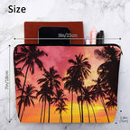 Tropical Beach Makeup Bags Makeup Organizer, Hawaii Ocean Beach Palm Trees Sunset Flax Toiletry Bags Travel Cosmetic Bag Makeup Purse Pouch Skincare Bag Wallet Bags For Women Female Mom