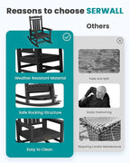 SERWALL Outdoor Rocking Chair Set of 2, HDPE Patio Rocking Chair All-Weather - Image 6