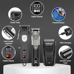 HIENA PRO Hair Clippers for Men Professional Cordless Hair Clippers Electric Beard Trimmer and Foil Shaver Set Home Hair Cutting Kit Type-C Rechargeable for Barber Clippers with LED Display