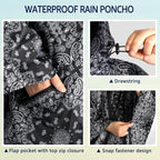 ANYOO Waterproof Rain Poncho Lightweight Reusable Hiking Hooded Coat Jacket - Image 3