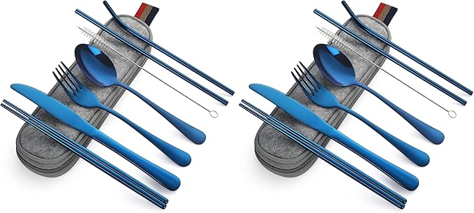 DEVICO Portable Utensils, Travel Camping Cutlery Set, 8-Piece including Knife by DEVICO