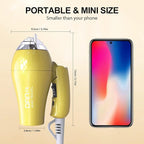 Mini Portable Hair Dryer 1200W, Travel-Friendly, Dual Voltage 125/250V, 2 Speed Settings, Foldable, Lightweight, Two Concentrator & Diffuser Nozzles, Removable Filter