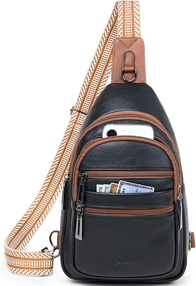 Sling Bag for Women Crossbody Fanny Pack Belt Bag Sling Purse Vegan Leather by Leresas