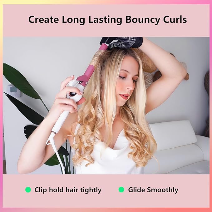 Digital Ceramic Curling Iron - 1 Inch Barrel for Bouncy Curls & Waves, Argan Oil Infused, Dual Voltage, Fast Heat Up