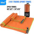 Sfee 2 Pack Microfiber Travel Towel, Quick Dry Towel Camping Towel Super - Image 3