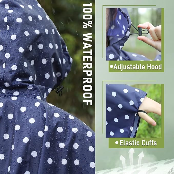 SaphiRose Unisex Rain Poncho Raincoat Hooded - Image 3