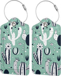 2 Pack Cute Cactus Green Suitcase Tags Identifiers Unique Leather Luggage Tags by SNAPMADE