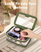 Travel Clear Makeup Bag with Makeup Brush Bag, Leather Makeup Case Toiletry Bag - Image 2