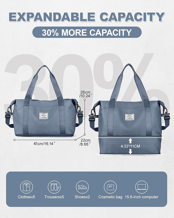 Travel Duffel Bag, Sports Tote Gym Bag, Shoulder Weekender Overnight Bag - Image 2