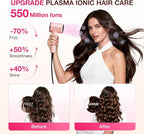High-Speed Hair Dryer 1875W Ionic & Plasma, Blow Dryer with Diffuser & Comb Nozzle for Curly or Thick Hair, Compact 110000 RPM Fast Drying Lightweight Hair Dryer for Women with Concentrator, Pink