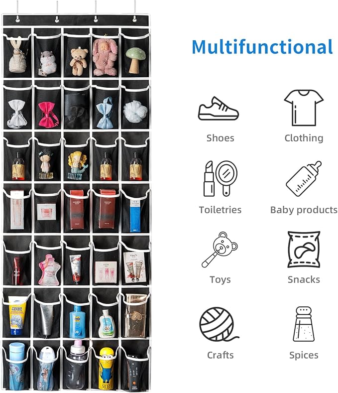 35 Pockets Over the Door Shoe Organizer, Hanging Shoe Organizer - Image 7