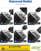 Acer US to Europe Plug Adapter, Universal Travel Adapter, International Power - Image 5