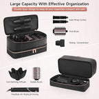 Travel Hair Dryer Case for Shark Flexstyle, Double-Layer Carrying Case for Shark Flex Style Blow Dryer, Portable Hair Tools Storage Organizer Bag for Shark Beauty Hairdryer Attchments(Black Rose Gold)