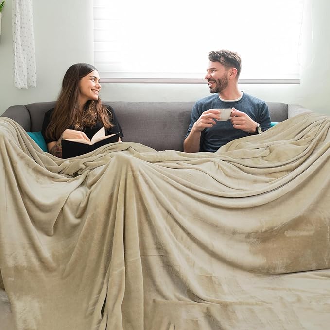 PHF Oversized King Fleece Blanket 120"x120", No Shed No Pilling Big Soft Blanket - Image 4