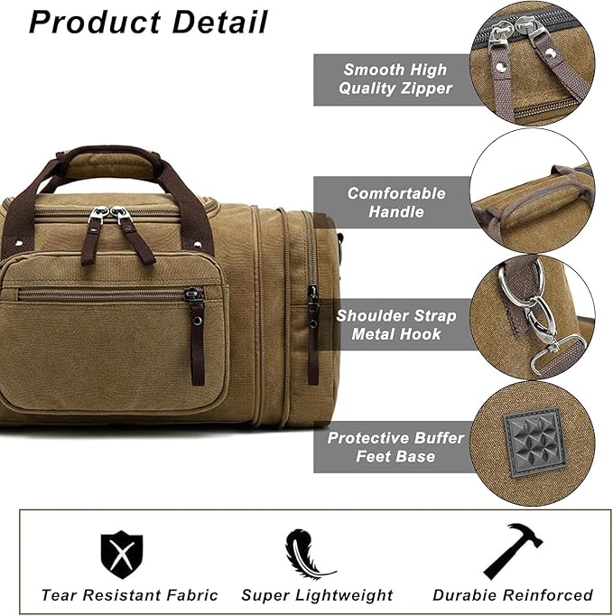Felipe Varela Duffle Bag for Men, Expandable Canvas Duffel Bag for Travel - Image 3