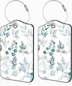 2 Pcs Green Eucalyptus Leaves Luggage Tags by Unknown