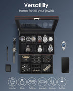 Watch Box Jewelry Organizer, 12-Slot 2-Layer Watch Case Storage - Image 4