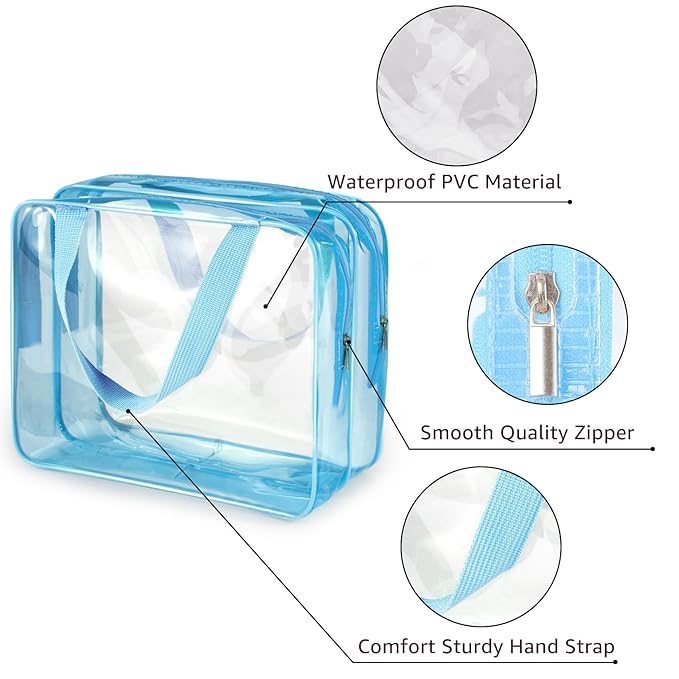 2Pcs Crystal Clear PVC Travel Toiletry Bag Kit - Image 4