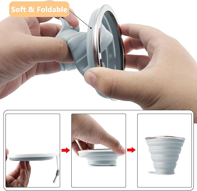 Litoexpe 4 Pack Silicone Collapsible Travel Cup Portable Folding Camping Cup - Image 3