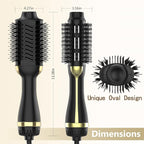 Hair Dryer Brush, 4 in 1 One Step Hair Dryer and Styler Volumizer Professional Hot Air Brush with Negative Ion Anti-frizz Blowout for Drying, Straightening Curling - Black Gold
