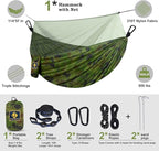 Camping Hammock with Net, Travel Portable Lightweight Hammocks with Tree Straps - Image 6