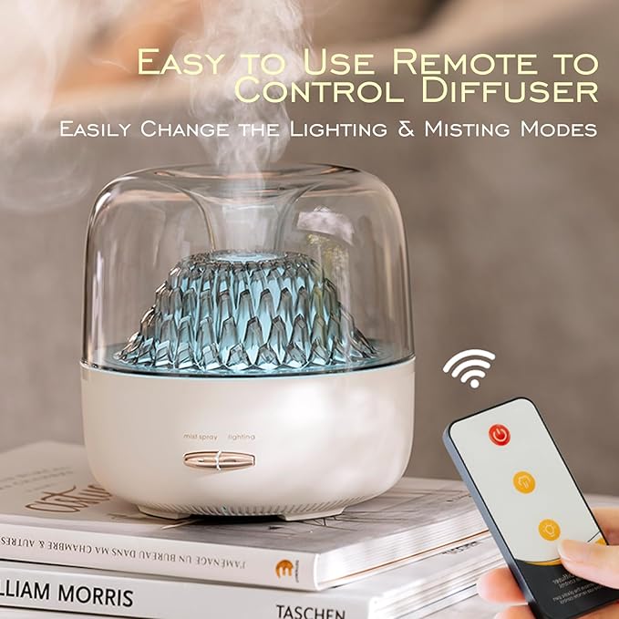 Essential Oil Diffuser,Portable Humidifier with Cool Mist, 7 Colors Night Light, and Auto Shut-Off,Perfect for Home, Office, and Yoga (White)