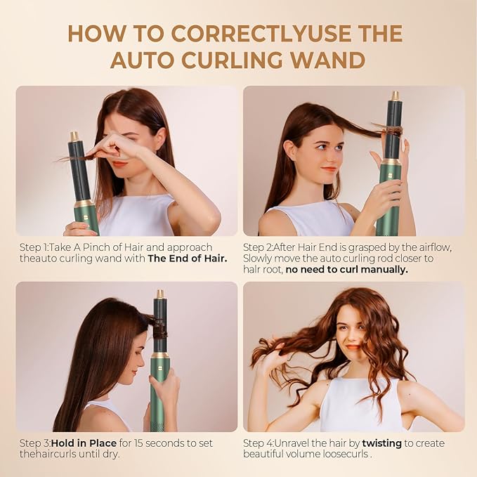 5 in 1 Blow Dryer Brush, Upgrade Hair Dryer Brush Set Negative Ion Air Styler Curling Wrap Air Curler, Hot Air Brush Curling Iron Hair Styling Tools As A Gift for Straight/Curl/Dry/Smooth