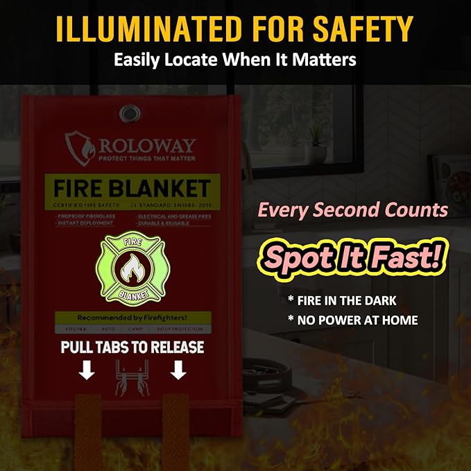 ROLOWAY Emergency Fire Blanket for Home and Kitchen, Fire Blankets Emergency - Image 3