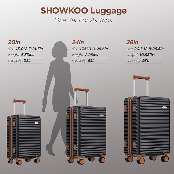 SHOWKOO Luggage Sets 3 Piece Hardside Expandable Suitcase - Image 9