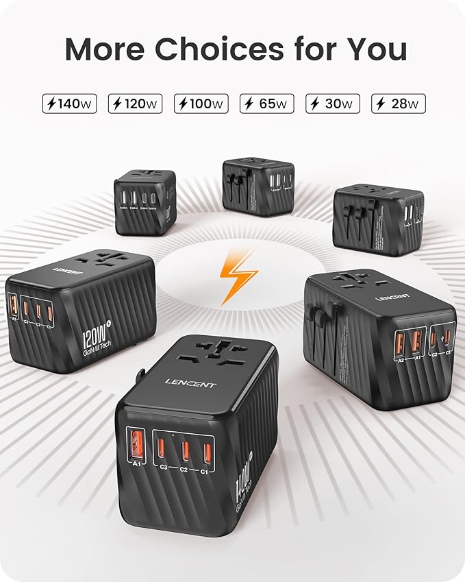 LENCENT Universal Travel Adapter, 100W GaN International Fast Charger - Image 6