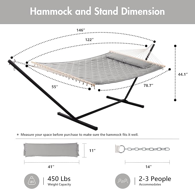 ANOW Double Hammock with Stand 12FT, Heavy Duty Hammocks with Stand - Image 6