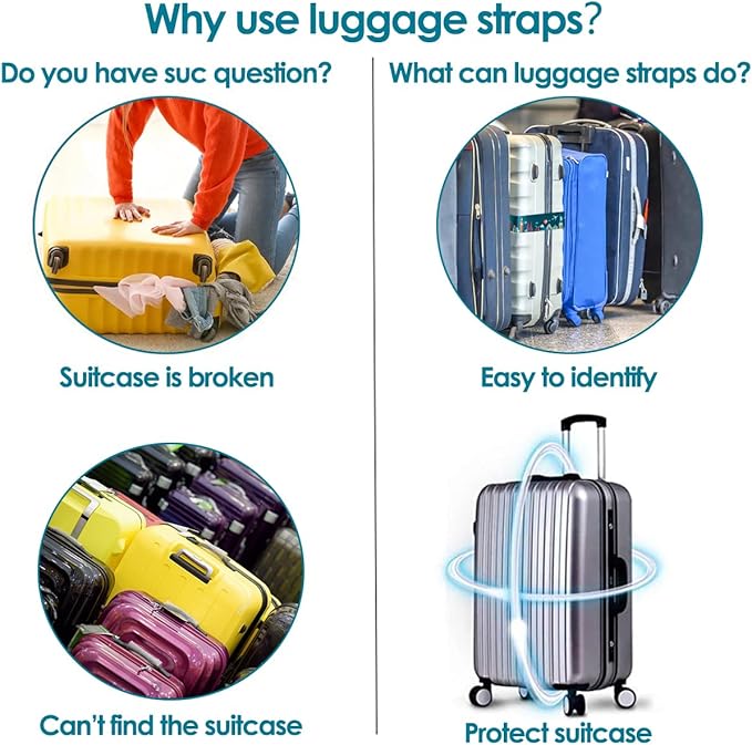 Adjustable Travel Luggage Strap Suitcase Belt Travel Bag Accessories 1.96 in W - Image 7