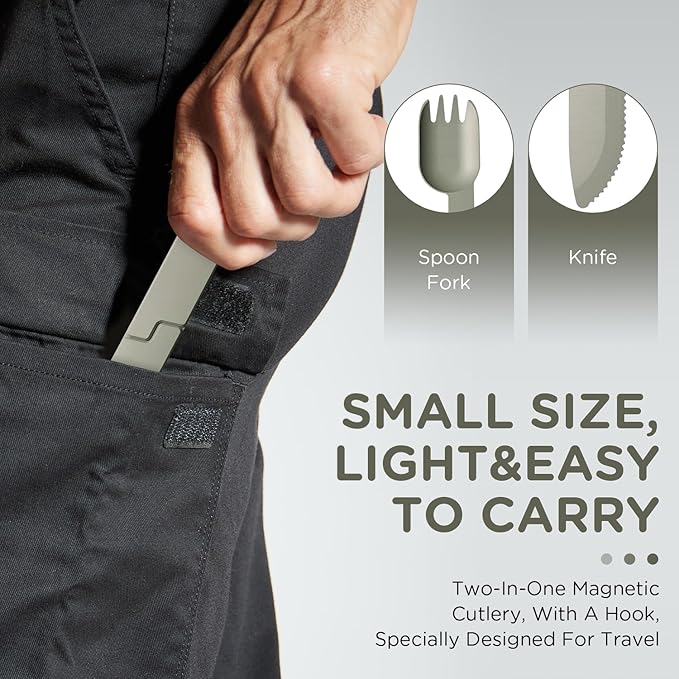 Kopak 2 in 1 Camping Eating Utensils Set, Reusable Magnetic Camping Utensils Set - Image 5