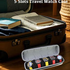 Juntan 5 Slots Hard Watch Travel Case, Portable Nylon Travel Watch Roll Case - Image 6