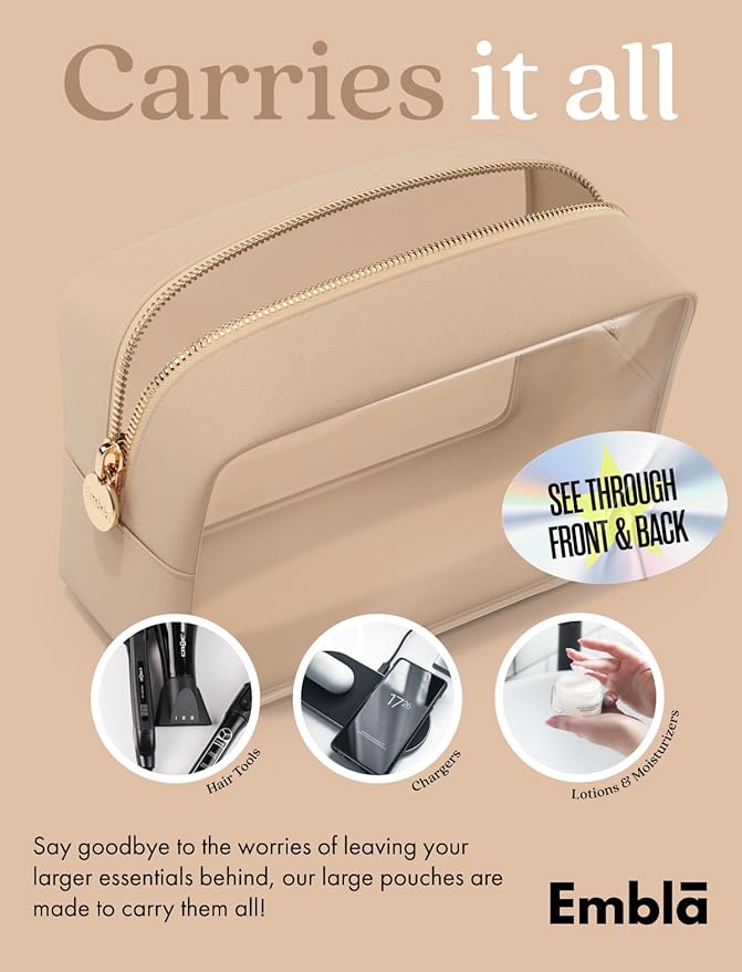 Clear Makeup Bag Zipper Pouch, Transparent Cosmetic Case Organizer, TSA - Image 4