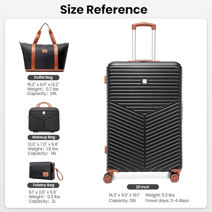 Hoteel 4 Piece Luggage Set Carry on ABS+PC Hard Shell Suitcase - Image 3