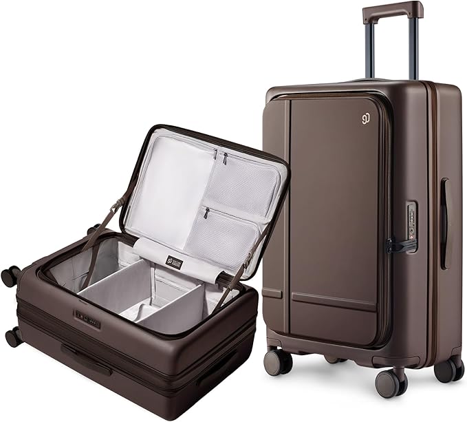 NINETYGO Medium Checked Luggage 25 Inch, Flat Top Opening Checking In Luggage by NINETYGO