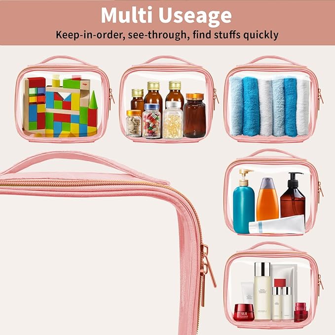TSA Approved Travel Toiletry Bag, 3 Pack Clear Makeup Bags - Image 4
