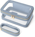 Travel Clear Makeup Bag with Makeup Brush Bag, Leather Makeup Case Toiletry Bag by Soimeat