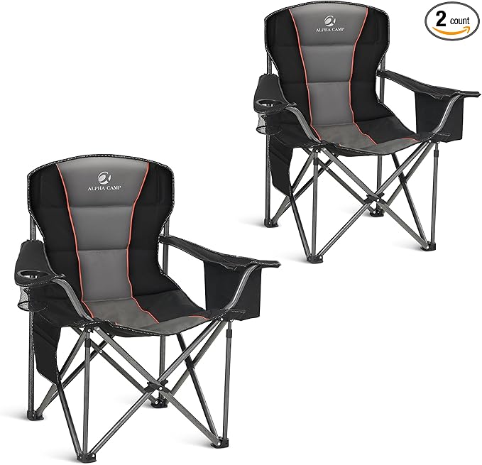 ALPHA CAMP Oversized Camping Chair Heavy Duty Lawn Chair by ALPHACAMP