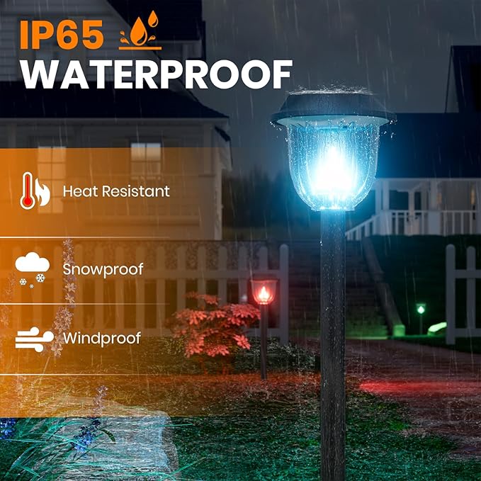 AOSEA 2 Pack Solar Pathway Lights Outdoor Waterproof - Image 7
