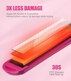 Terviiix Mini Flat Iron for Bangs Short Hair Edges, 1/2 Inch Small Hair Straightener and Curler 2-in-1, Ceramic Travel Flat Iron with Dual Voltage, 430°F Fast Heat, Pouch — Pink