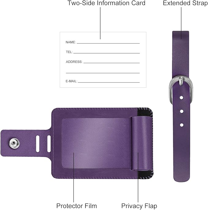 FINTIE 2 Pack Luggage Tags, Leather Name ID Labels - Image 3